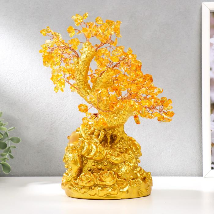 Сувенир бонсай 240 камней "Денежная жаба у янтарного дерева" 25х19х13 см