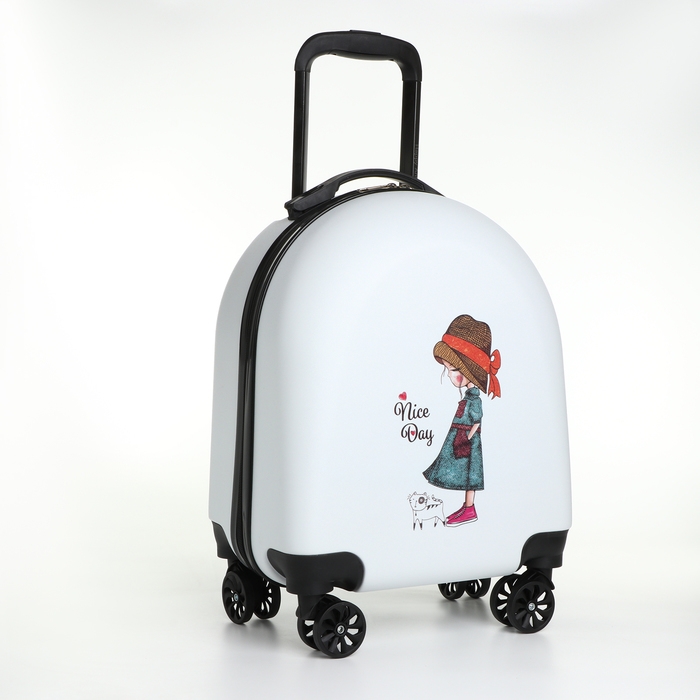 Чемодан детский 30 л (S), отдел на молнии, цвет белый Чемодан детский 30 л (S), отдел на молнии, цвет белый