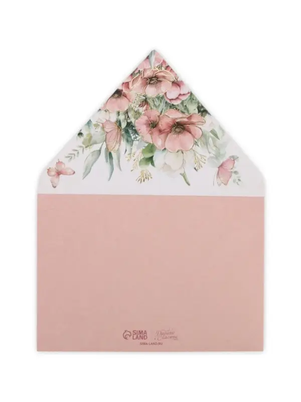 Конверт для денег с открыткой и наклейкой &laquo;Нежные цветы&raquo;, тиснение, акварельный картон, 16 х 11 см