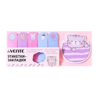 Закладки с клеевым краем бумажные, deVENTE Grey cat, дизайн 45 х 45мм, 15 х 50мм, 6 цветов по 20 листов Закладки с клеевым краем бумажные, deVENTE Grey cat, дизайн 45 х 45мм, 15 х 50мм, 6 цветов по 20 листов