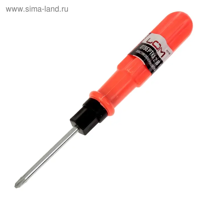 Отвертка комбинированная ЛОМ, 2 в 1, пластиковая рукоятка, PH1/SL5&times;70 мм