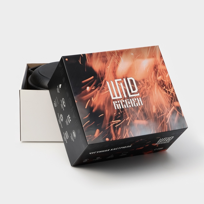 Кастрюля чугунная Wild Kitchen, 6 л, с крышкой-сковородой d=26 см Кастрюля чугунная Wild Kitchen, 6 л, с крышкой-сковородой d=26 см