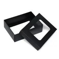 Коробка подарочная складная, упаковка, крышка - дно, с окном, чёрная, 16.5&times;12.5&times;5.2 см