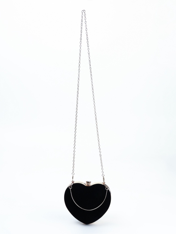 Сумка жен, 18*9*20, отд на фермуаре, цепь, текстиль, сердце, черный Сумка жен, 18*9*20, отд на фермуаре, цепь, текстиль, сердце, черный