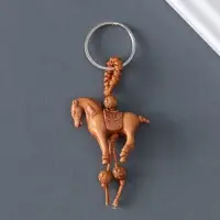 Брелок пластик, текстиль "Конь" под дерево 3,7х4,3х1,2 см