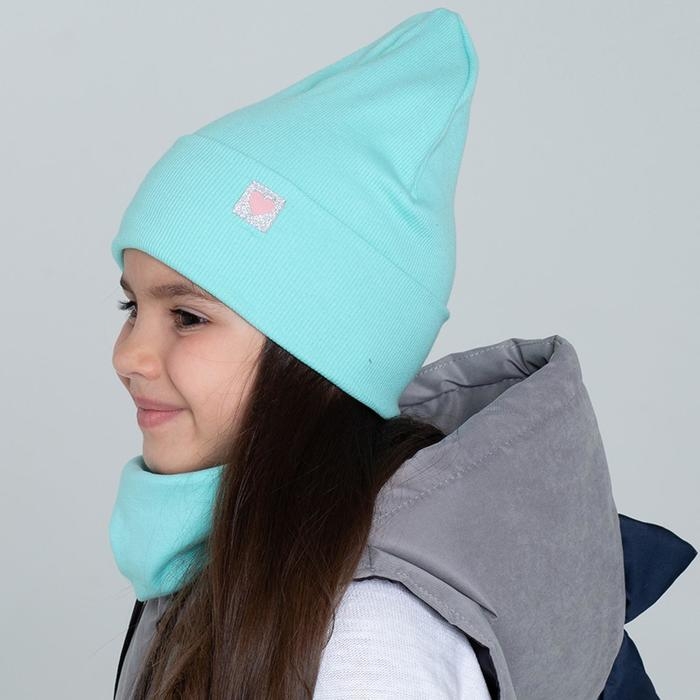 Шапка для девочки, цвет мятный, размер 54-58 Шапка для девочки, цвет мятный, размер 54-58