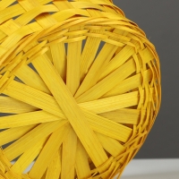 Корзина плетёная, 20&times;20&times;9 см, ручка h=25 см, бамбук, желтая