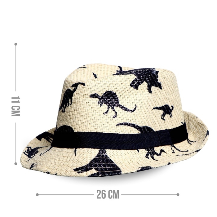 Панама детская соломенная для мальчика &laquo;Динозаврики&raquo;, р-р 52-54