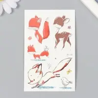Переводные тату на тело светящиеся цветные &laquo;Оленёнок и лисята&raquo;, 7.5&times;12 см