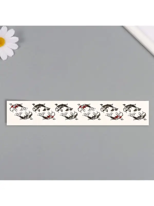 Переводная тату на тело чёрно-красная &laquo;Браслет. Рыбы Кои&raquo;, 20&times;3 см