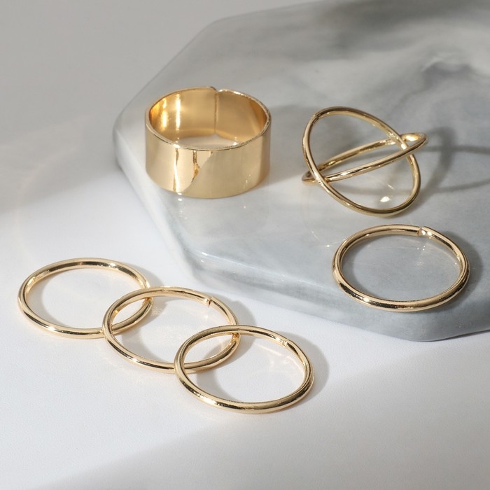 Набор колец 6 штук «Тренд» линия, цвет золото, размер 17 Набор колец 6 штук «Тренд» линия, цвет золото, размер 17