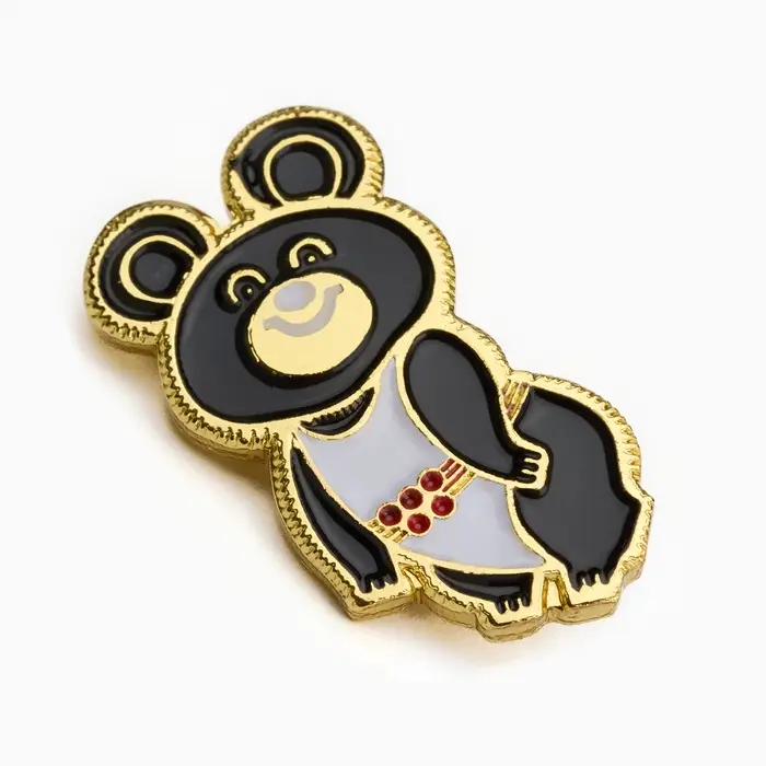 Значок &laquo;Олимпийский медвежонок&raquo;, 2,4 см, цвет чёрно-белый в золоте
