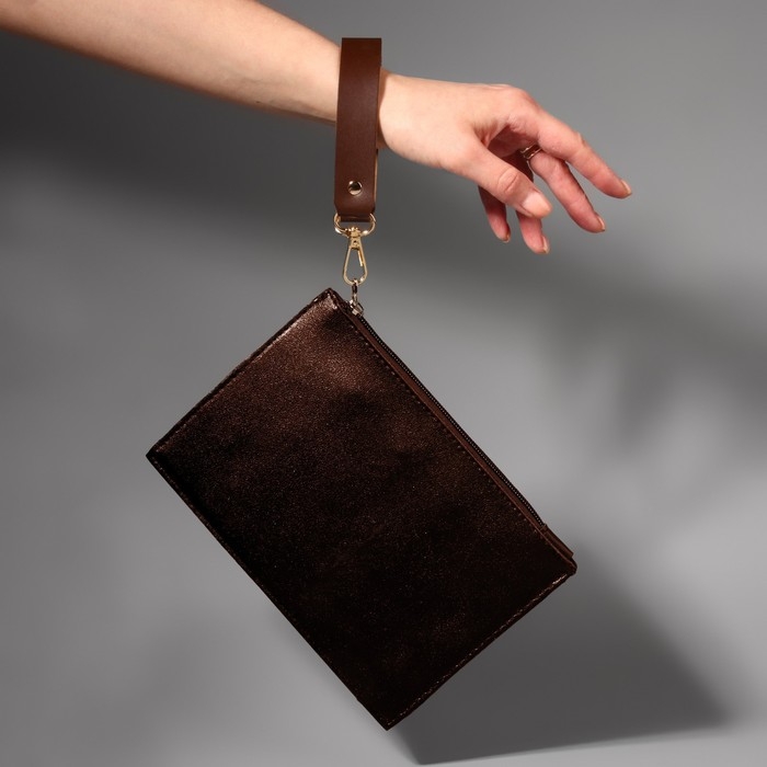 Ручка для сумки из натуральной кожи, с карабинами, 30 &plusmn; 2 см &times; 2,5 см, цвет коричневый/золотой