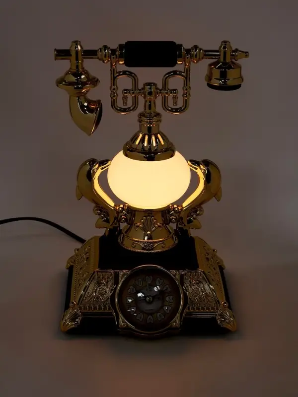 Часы-светильник "Ретро телефон", синий, с будильником, 28.5 х 18 х 18 см