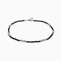 Бусы &laquo;Бисер&raquo; бусина №8, чёрно-белый в серебре, 40 см