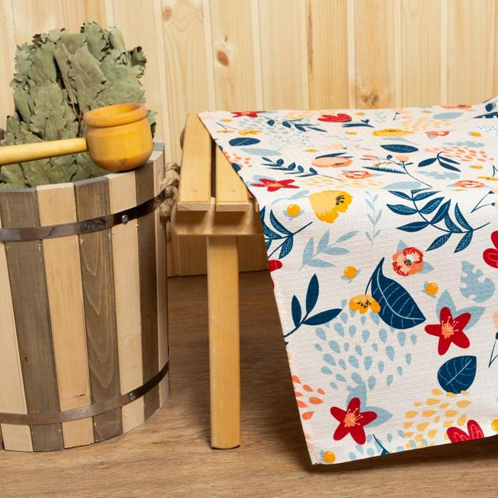 Простыня для бани &laquo;Цветочное поле&raquo; 150х180&plusmn;5 см, 100% хлопок, вафельное полотно, 160 гр/м2