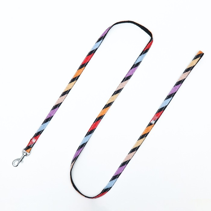 Комплект амуниции двухслойный, S, поводок 120х1 см,ОШ 24-38 ОГ 29-41 см, разноцветные полосы   96837