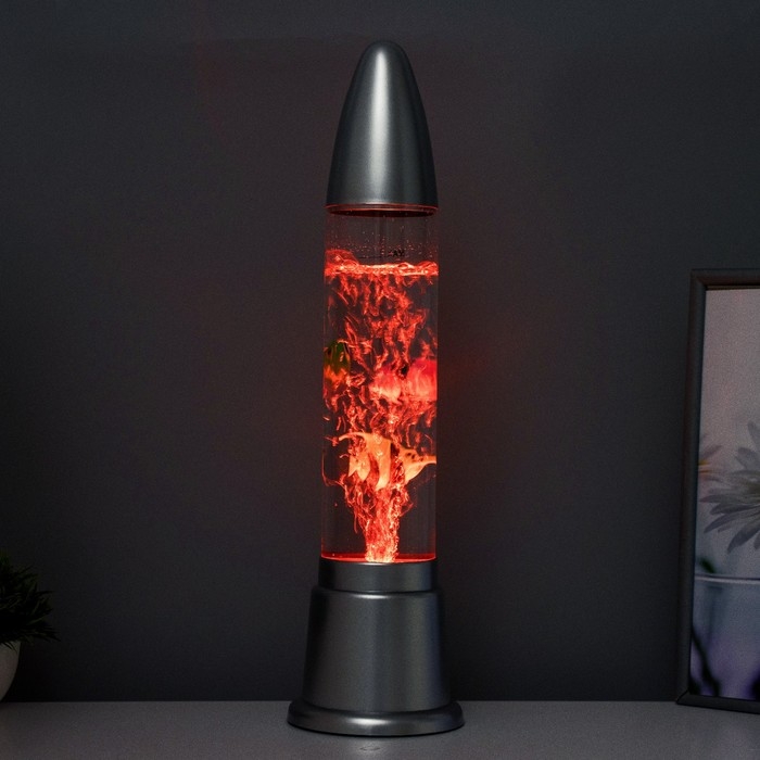 Светильник "Аквариум" LED RGB, лава, серебро 12x12x50 см