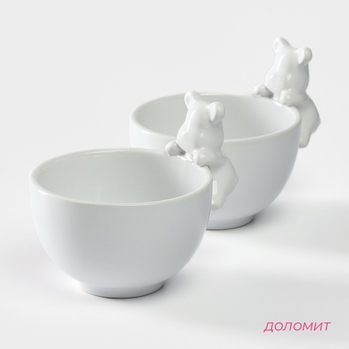Набор салатников керамических Доляна &laquo;Мишка Отто&raquo;, 13&times;10,2 см, цвет белый, 2 шт