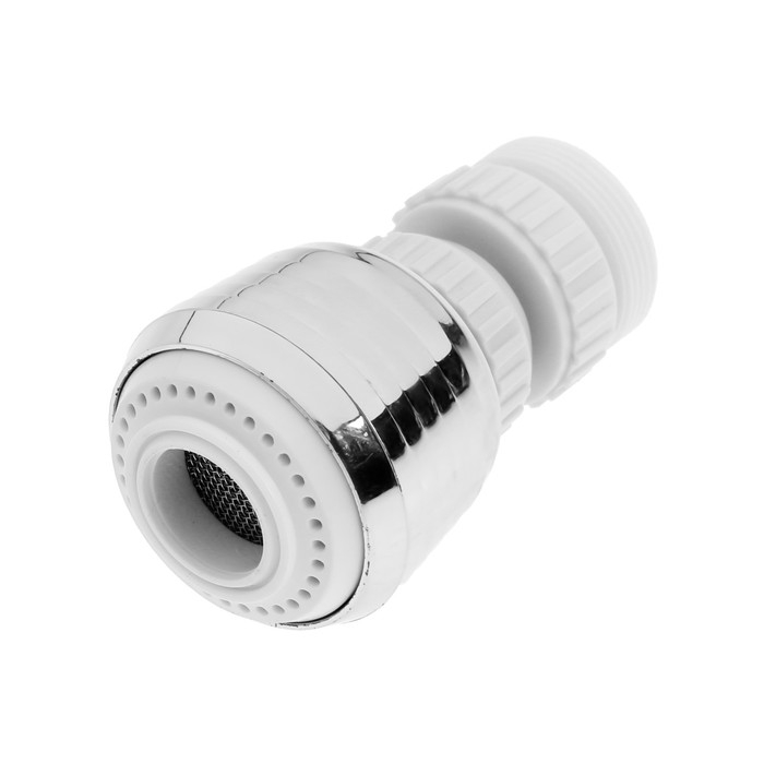 Аэратор ZEIN, с регулировкой потока, поворотный, 2 режима, пластик, белый/хром Аэратор ZEIN, с регулировкой потока, поворотный, 2 режима, пластик, белый/хром