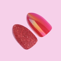 Накладные ногти, 24 шт, с клеевыми пластинами, форма миндаль, блёстки/голография, цвет красный