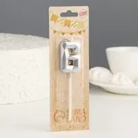 Свеча в торт на шпажке &laquo;Алмаз&raquo;, цифра 6, серебряная, 5&times;2.6 см