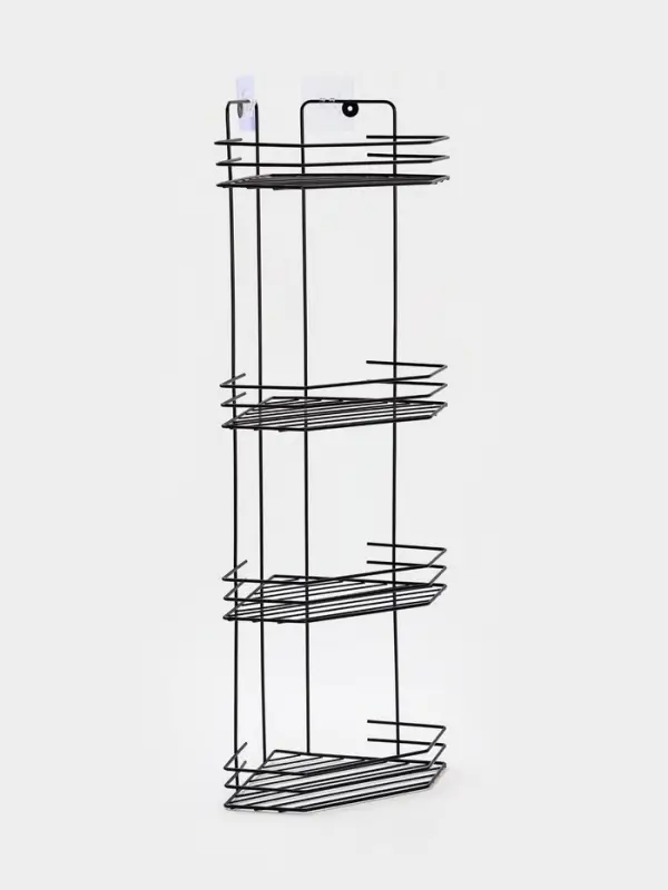 Полка для ванной угловая 4-х ярусная, 20.5&times;20.5&times;72 см, чёрная