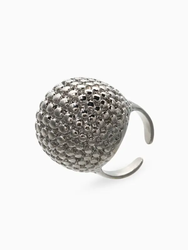 Кольцо металл "Шар сетка", цвет серебро, безразмерное
