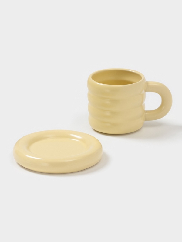 Чайная пара Доляна &laquo;Зефир&raquo;, 350 мл, керамика, жёлтая