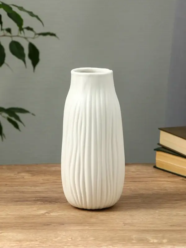 Ваза керамика настольная "Флоранс" волны, 22х9х6,5 см, белый