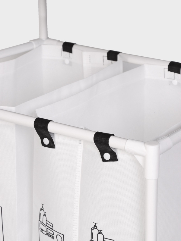 Корзина для белья складная 56х39х95 см, цвет черный, белый