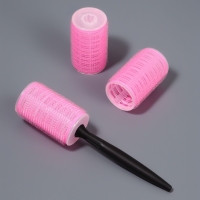 Бигуди-липучка с насадкой d4см (наб 3 шт цена за наб) розовый пакет QF