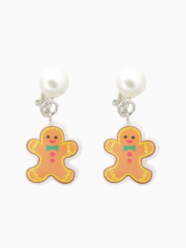 Клипсы детские "Выбражулька" пряник, жемчужина, цвет коричнево-белый