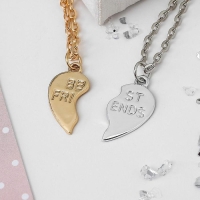 Кулоны &laquo;Неразлучники&raquo; best friends, цвет серебристо-золотой, L=50 см