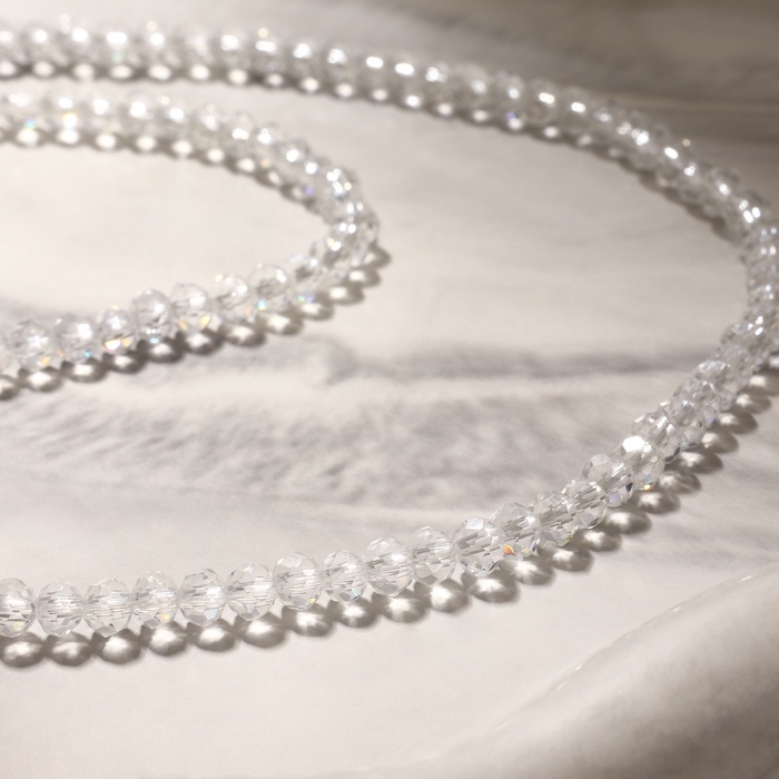 Бусины на нити шар №4 гранёный &laquo;Шпинель&raquo;, цвет белый, 42 см