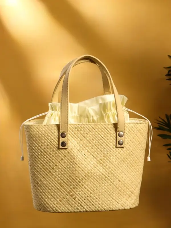 Сумка плетёная из пандана, 27&times;17&times;40 см, бежевая