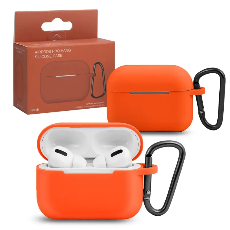 Чехол APods Pro Hang Silicon Сase с карабином   SL peach