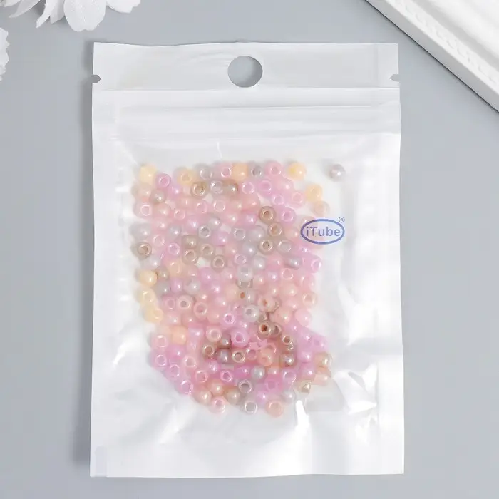 Бисер стекло 6/0 "Карамельно-розовый меланж" 10 гр