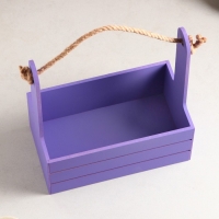 Кашпо деревянное 25.5&times;15&times;30 см "Аром", ручка канат, Фиолетовый