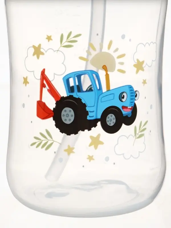 Поильник-непроливайка с трубочкой, 270 мл, Синий трактор