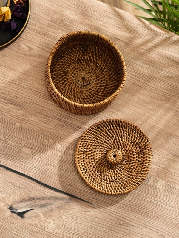 Корзинка плетеная ротанг, 12х12х8 см Корзинка плетеная ротанг, 12х12х8 см