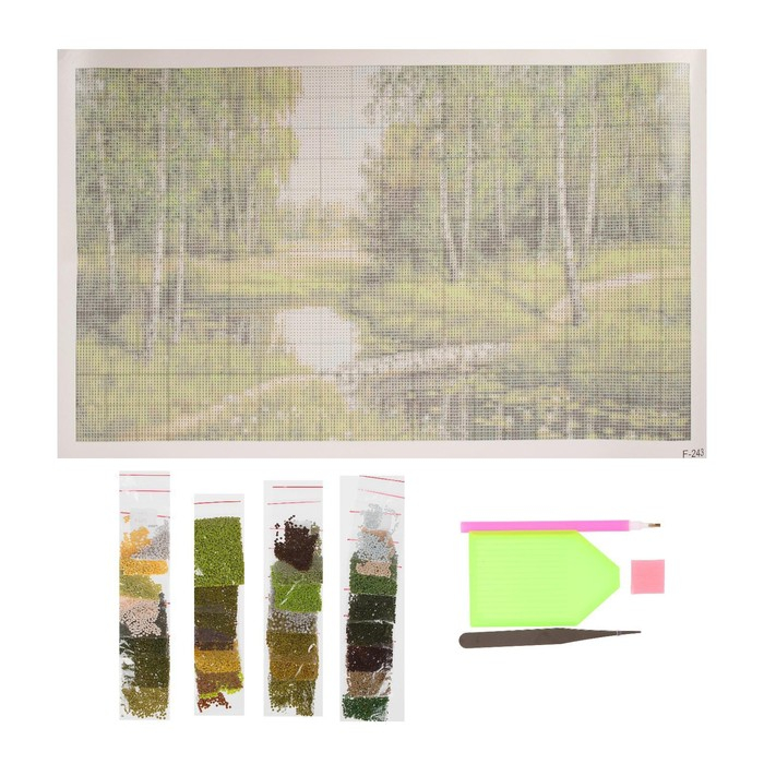 Алмазная мозаика &laquo;Берёзовый мостик&raquo;, 37 цветов