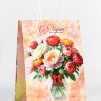 Пакет подарочный крафт "С 8 Марта!" 21 х 11 х 27 См Пакет подарочный крафт "С 8 Марта!" 21 х 11 х 27 См