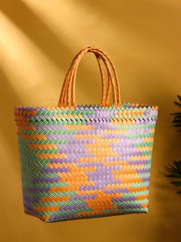 Сумка плетёная, 30&times;15&times;30 см, пластик, разноцветная