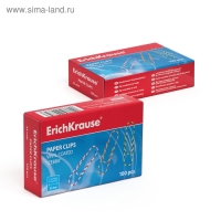 Скрепки канцелярские 33мм, 100шт, цветные с виниловым покрытием "Зебра", Erich Krause, картонная упаковка