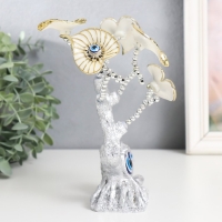 Сувенир от сглаза "Цветущее дерево, листья-сердце. Филин" серебро 15х5,7х20 см