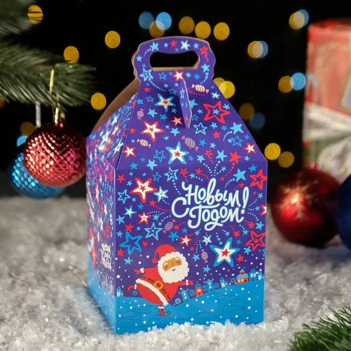 Коробка новогодняя подарочная складная &laquo;Фейерверк&raquo; 12&times;12&times;17 см