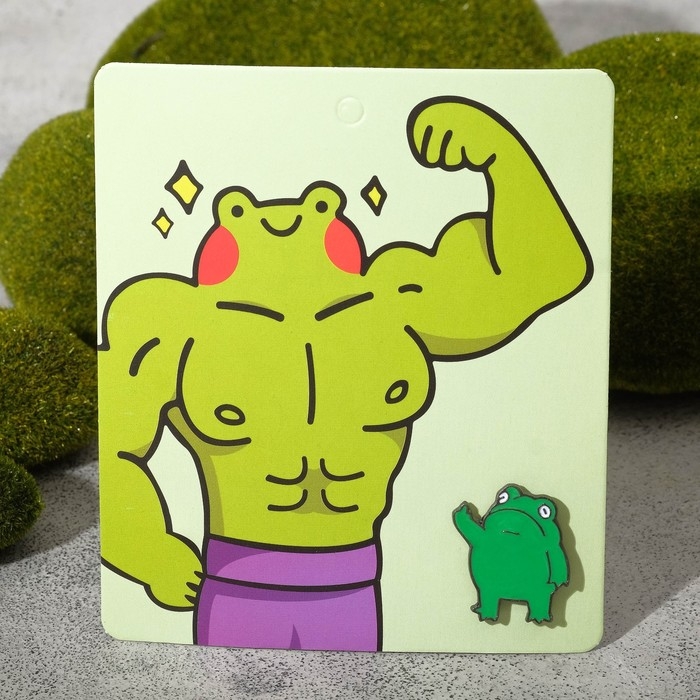 Значок &laquo;Лягушка&raquo; мем, цвет зелёный в сером металле