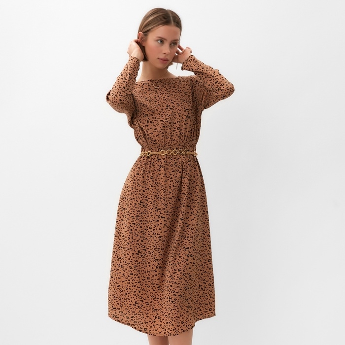 Платье женское MINAKU: Silk pleasure цвет шоколадный, р-р 46 Платье женское MINAKU: Silk pleasure цвет шоколадный, р-р 46