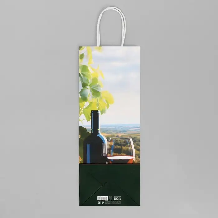 Пакет подарочный под бутылку, упаковка, &laquo;Вино&raquo;, белый крафт, 13 х 36 х 10 см